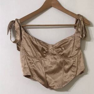 Satin Tie-Strap Bustier Top back zip up. XL